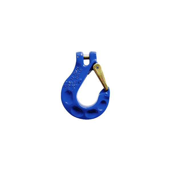 Sling Hook G100 - Thiele XL Clevis 13mm 6.7T in blue with safety latch, made in Germany standards.