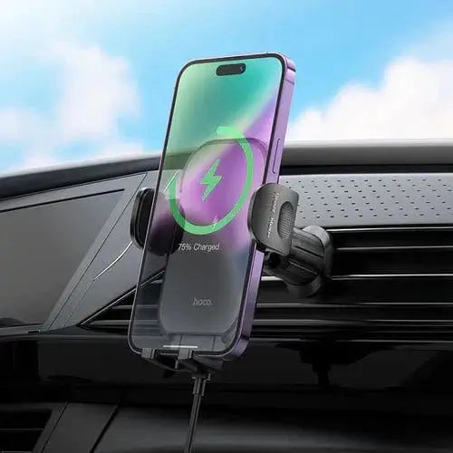 BroDeals Car Phone Holder 15W Wireless Charging Air Vent Phone Holder w/ Hook Locking 15W Wireless Charging Air Vent Phone Holder w/ Hook Locking