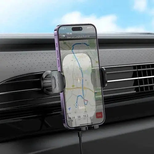 BroDeals Car Phone Holder 15W Wireless Charging Air Vent Phone Holder w/ Hook Locking 15W Wireless Charging Air Vent Phone Holder w/ Hook Locking