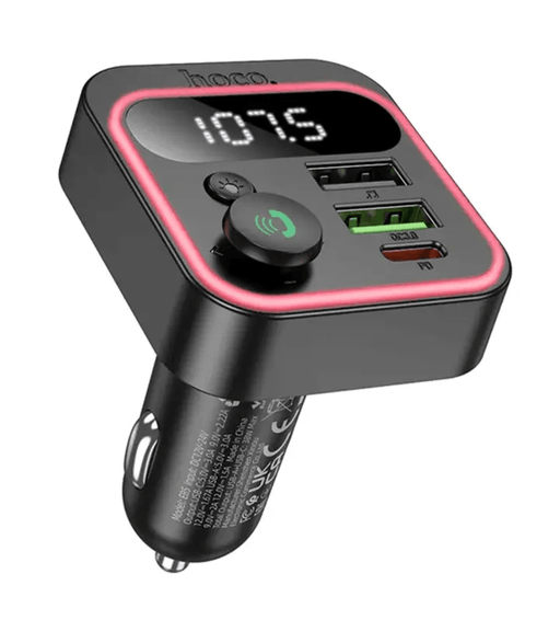 Hoco 38W FM Car Kit with PD+QC, RGB Light (E85) | Bluetooth 5.4 Car Charger – view 1