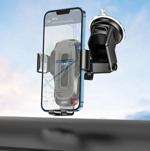 Hoco HW3 Wireless Fast Charging Car Phone Holder | 5W–15W Dashboard & Windshield Mount – view 2