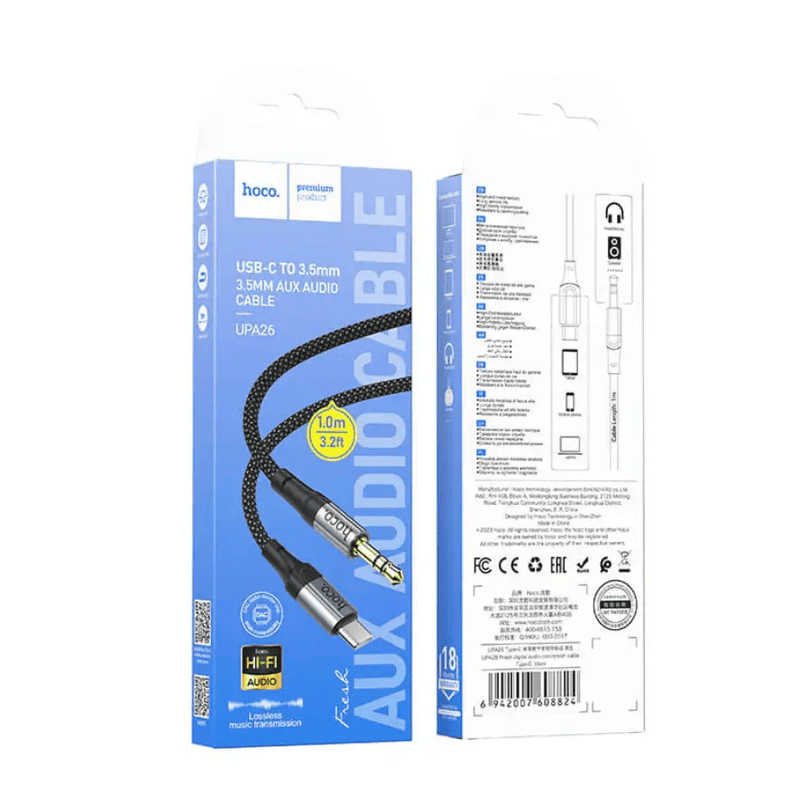 techplus Hoco USB C to 3.5mm Aux Cable UPA26 Hoco USB C To 3.5mm Aux Cable UPA26 Nylon Braided