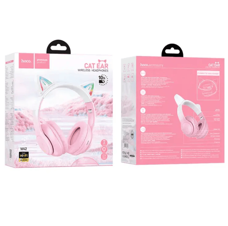 techplus Hoco W42 Pink LED Wireless Bluetooth Headphone NZ Hoco W42 Pink LED Wireless Bluetooth Headphones NZ
