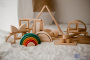 Curious Moonbeam Pretend Play Hollow Wooden Blocks and Rainbow 40 pc Set - QToys | Wooden Toy NZ Hollow Wooden Blocks and Rainbow 40 pc Set - QToys | Wooden Toy NZ