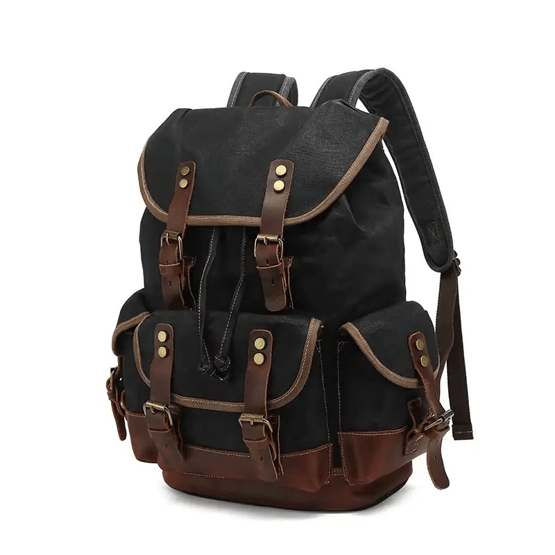 Waxed Canvas Leather Backpack — Retro Heritage Rucksack | Travel & Adventure Pack – view 15