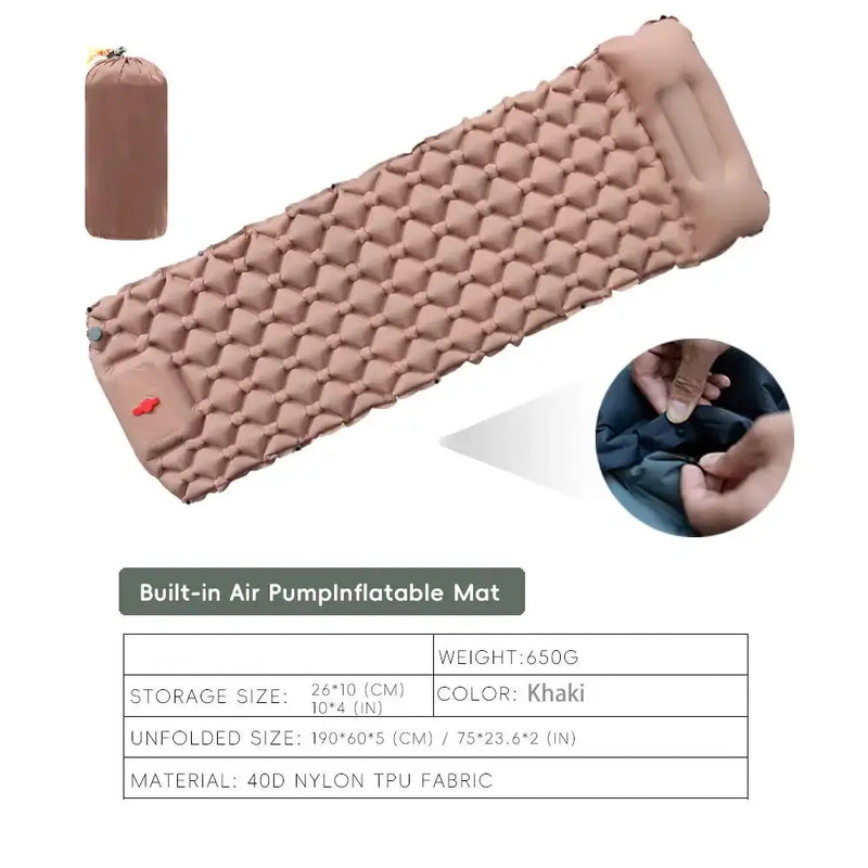 Inflatable Camping Mat with Pillow – Self-Inflating Mattress – view 11