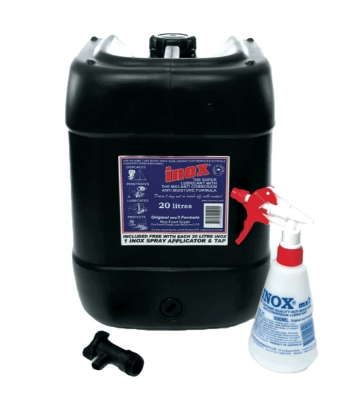 Inox MX3 Lubricant 20L Tap And Applicator For Boaters And Engineers Displaces Moisture Penetrates Rust Protection