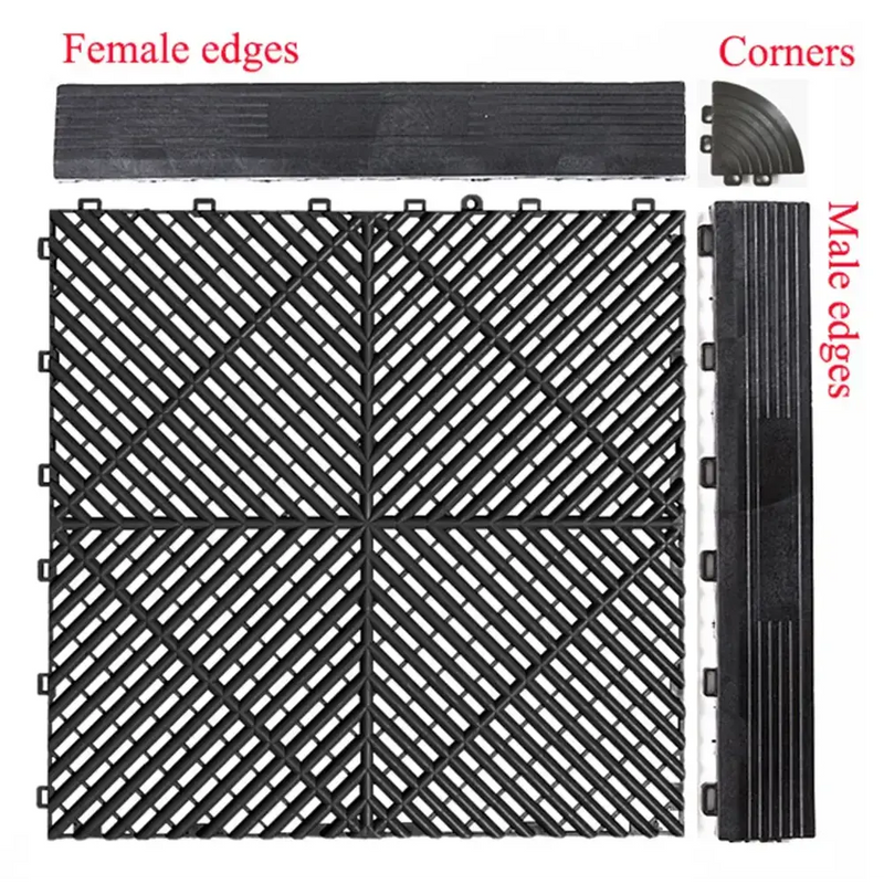 Interlocking Plastic Garage Flooring Tiles (Pack of 25 Tiles) – view 5