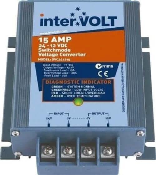 Intervolt SVC241215 15A Voltage Converter 24VDC To 12VDC For Demanding RV Marine Use