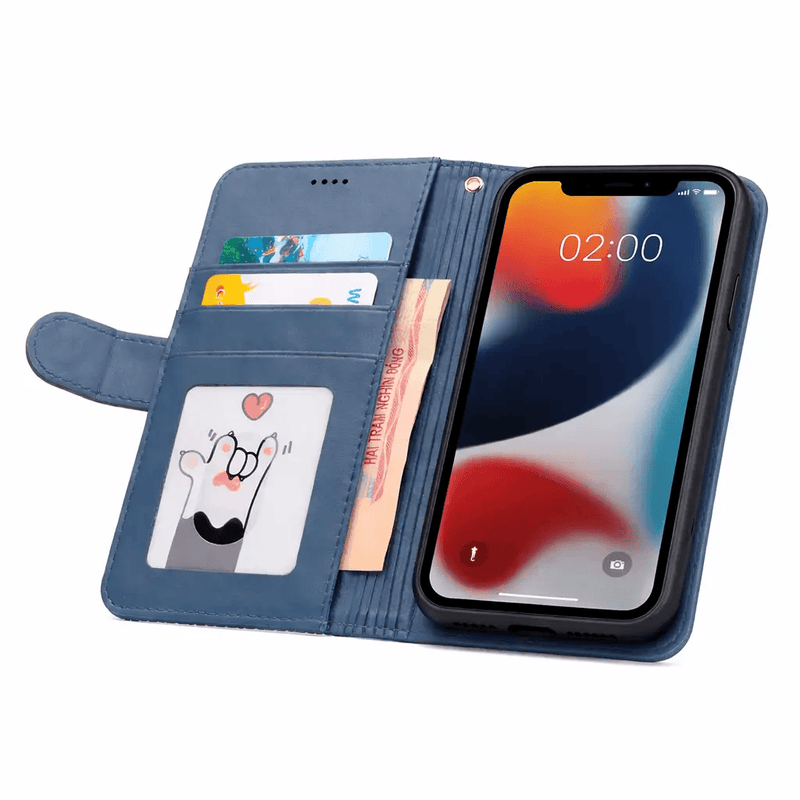 iPhone 13 Mini Flip Wallet Case Cowhide Dot Pattern – view 9