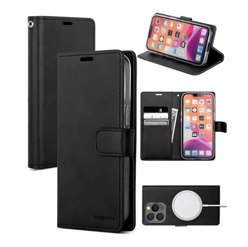 iPhone 12 Pro Max Flip PU Leather Wallet Case (Black) – view 1