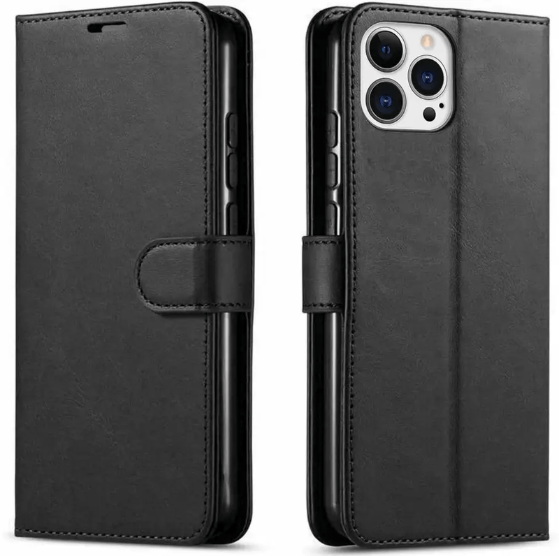 iPhone 12 Pro Max Flip PU Leather Wallet Case (Black) – view 2