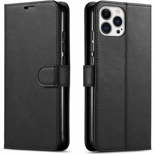 iPhone 12 Pro Max Flip PU Leather Wallet Case (Black) – view 2