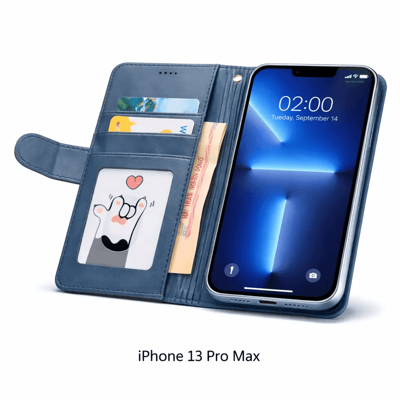 iPhone 13 Pro Max Flip Wallet Case Cowhide Dot Pattern – view 9