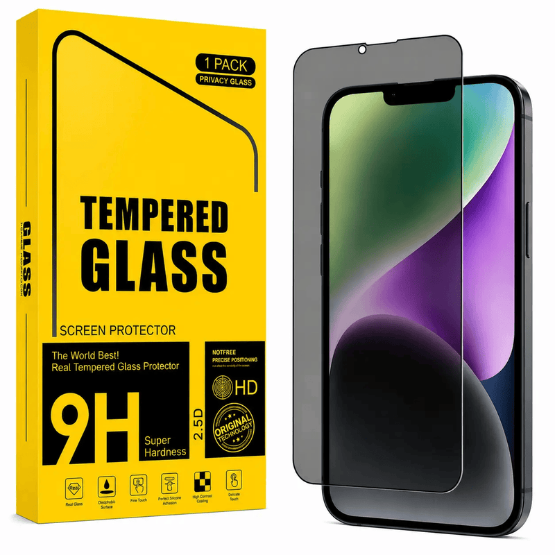 techplus iPhone 14 Plus Privacy Tempered Glass Screen Protector 9H Anti Spy Edge IPhone 14 Plus Privacy Tempered Glass Screen Protector
