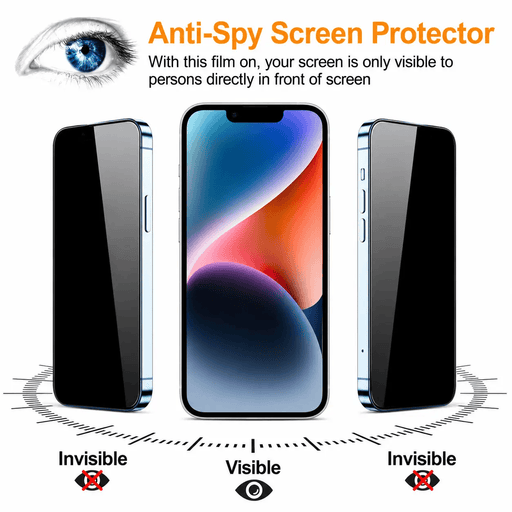 techplus iPhone 13 Privacy Tempered Glass Screen Protector 9H HD Anti Spy iPhone 13 Privacy Tempered Glass Screen Protector 9H