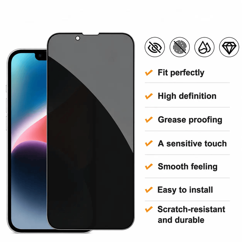 techplus IPhone 14 Plus Privacy Tempered Glass Screen Protector 2 Pack 9H HD Anti Spy IPhone 14 Plus Privacy Screen Protector 2 Pack