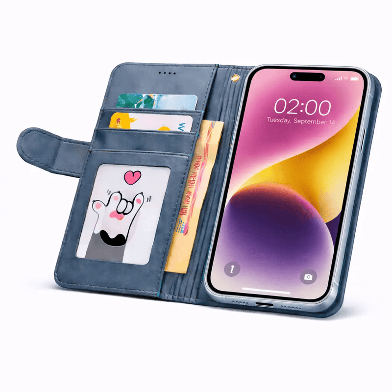 iPhone 15 Pro Flip Wallet Case Cowhide Dot Pattern – view 9