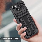 iPhone 15 Heavy Duty Shockproof Case With Card Holder & Kickstand (Black) – view 3
