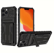 iPhone 15 Pro Max Heavy Duty Shockproof case With Card Holder & Kickstand (Black) – view 1