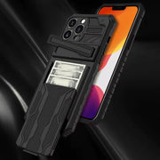iPhone 15 Pro Max Heavy Duty Shockproof case With Card Holder & Kickstand (Black) – view 3