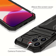 iPhone 15 Pro Heavy Duty Shockproof Case With Card Holder & Kickstand (Black) – view 6