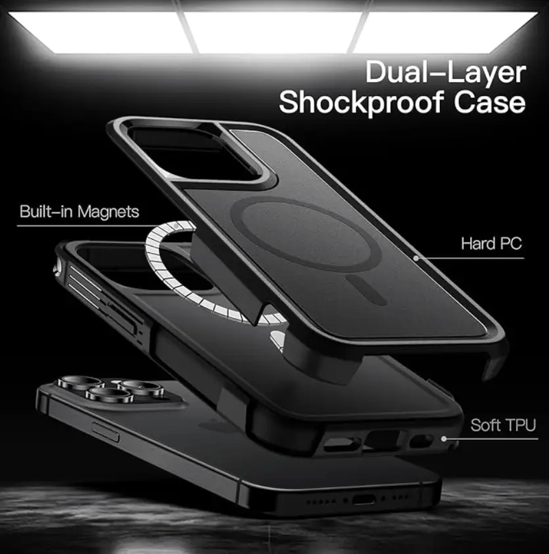 techplus iPhone 15 Pro MagSafe Case – Rugged Shockproof Heavy Duty Cover iPhone 15 Pro MagSafe Rugged Dual Layer Case