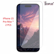 techplus iPhone 15 Pro Max Glass Screen Protector (2 pack) TechPlus iPhone 15 Pro Max Tempered Glass 2 Pack