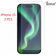 techplus iPhone 15 Glass Screen Protector (2 pack) IPhone 15 Tempered Glass Screen Protector 9H 2 Pack