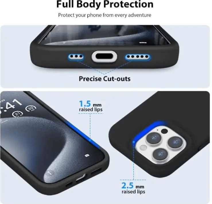 iPhone 16 Pro Max Silicone Case – Soft Protective Cover (Black, Blue, Red) – view 2