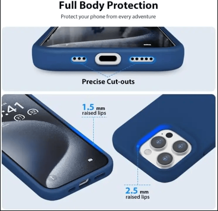 iPhone 16 Pro Max Silicone Case – Soft Protective Cover (Black, Blue, Red) – view 10