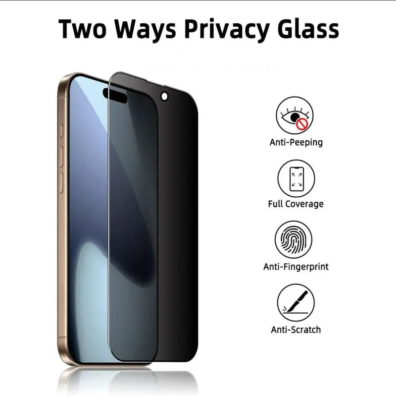 techplus iPhone 16 Pro Privacy HD Tempered Glass Screen Protector 2 Pack IPhone 16 Pro Privacy Tempered Glass Screen Protector