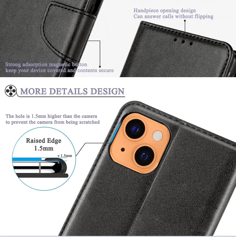 techplus iPhone 13 Mini Wallet Case – Slim Leather Flip Cover IPhone 13 Mini Wallet Case Leather Slim Flip Cover