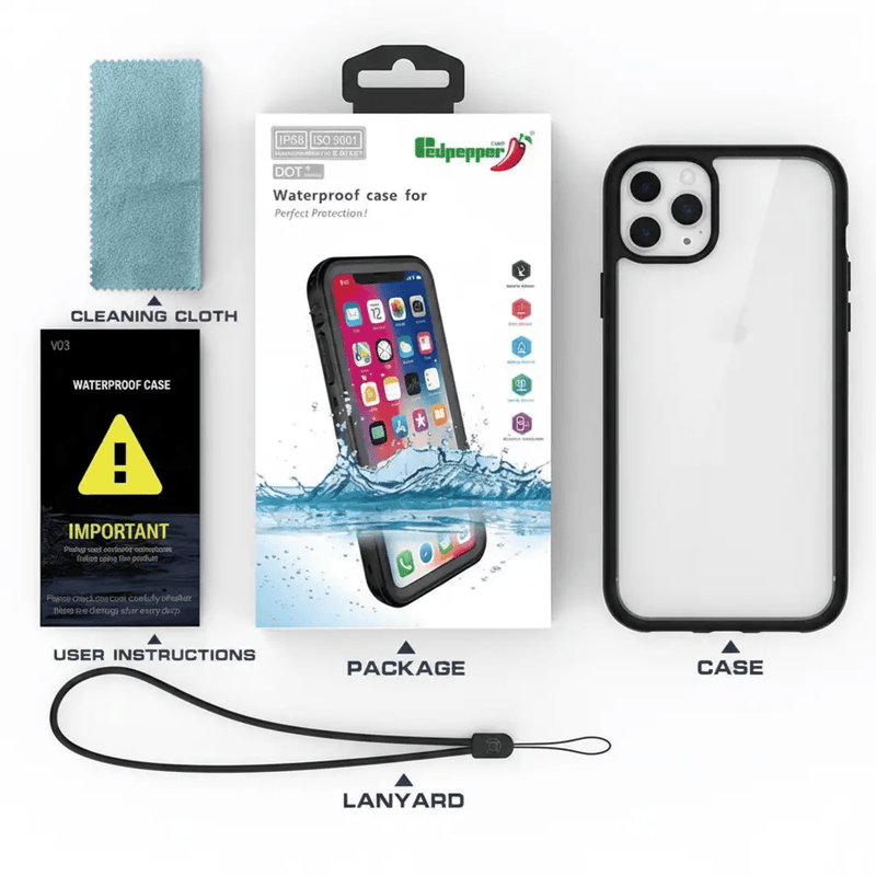 techplus iPhone 11 Pro Max Waterproof Case Redpepper Full Protective Cover Redpepper IPhone 11 Pro Max Waterproof Case