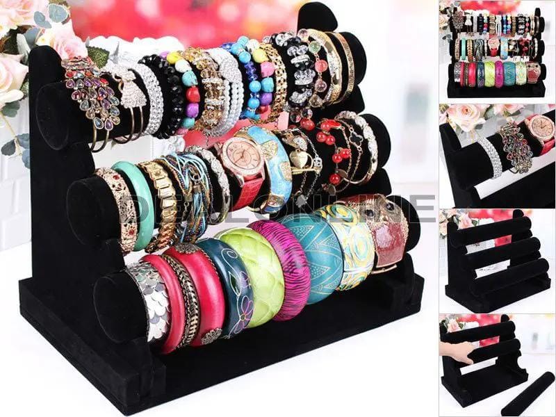 Velvet 3-Level Bracelet Watch Display Stand/Holder – view 1