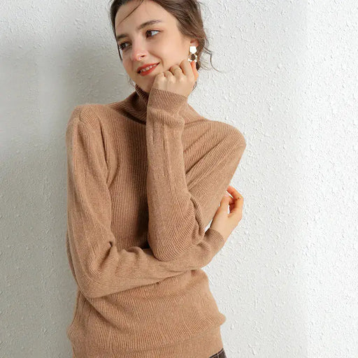 Women's 100% Merino Wool Turtleneck Sweater - Slim Fit, High Neck | Autumn Winter Layering – view 2