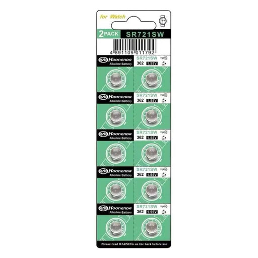 Watch Batteries for Koonenda 362 / 361 / SR721SW / AG11 (10 Pack) – view 1