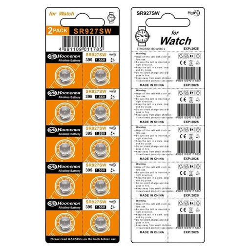399 / 395 / SR927SW Watch Batteries for Koonenda (10 Pack) – view 1