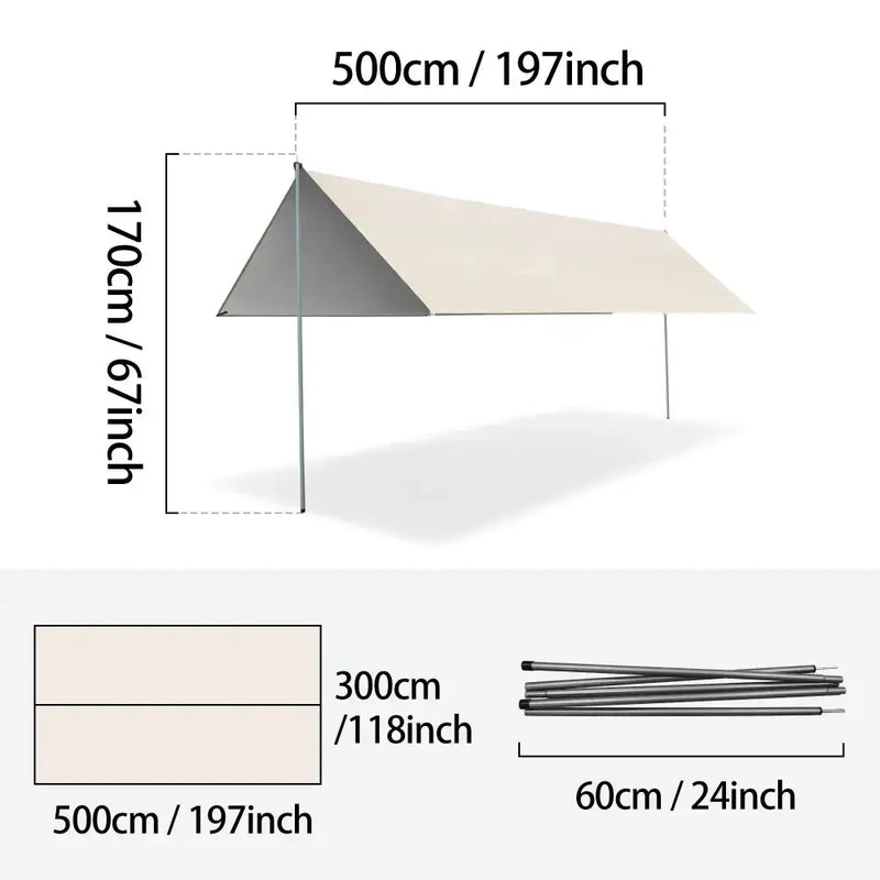 Large Portable Sunshade Tarp with Poles (2 sizes available) – view 5