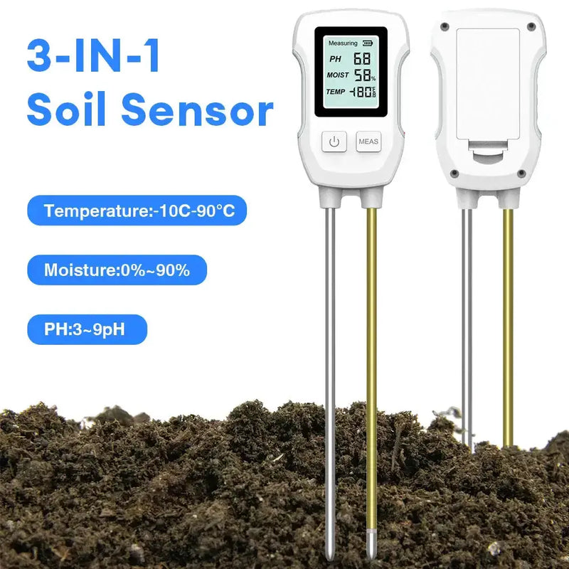 LCD 3/5-in-1 Handheld Soil Tester for pH, Moisture & Light (different colours & sets available) – view 9