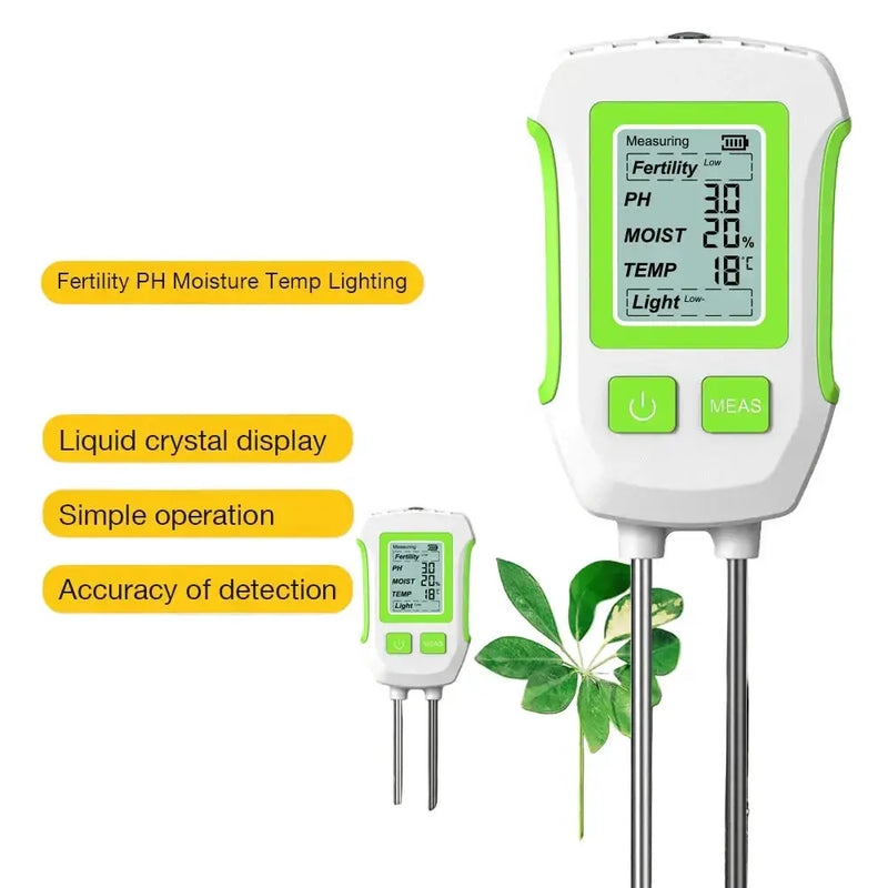 LCD 3/5-in-1 Handheld Soil Tester for pH, Moisture & Light (different colours & sets available) – view 2