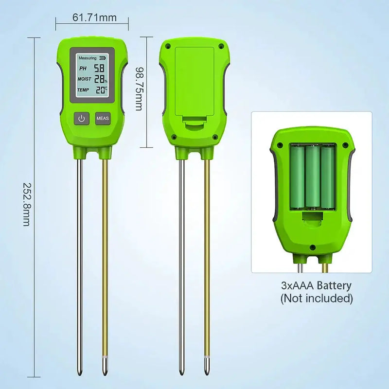 LCD 3/5-in-1 Handheld Soil Tester for pH, Moisture & Light (different colours & sets available) – view 17