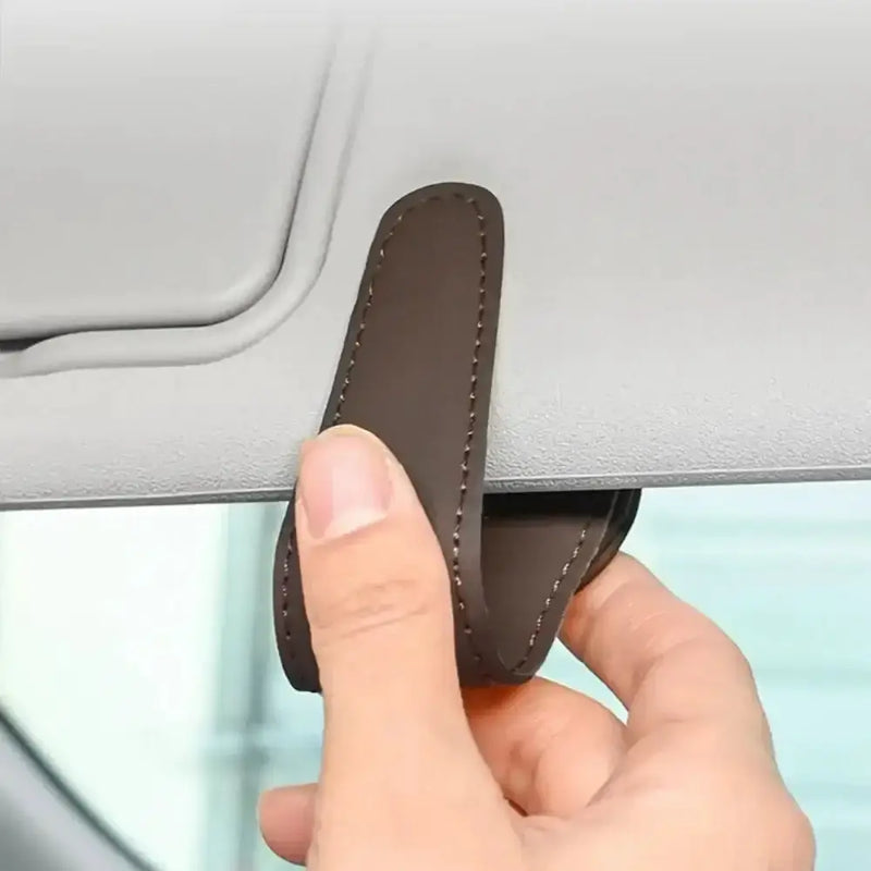 Habicare HBC Leather Car Sunglasses & Card Holder Clip Leather Car Sunglasses & Card Holder Clip
