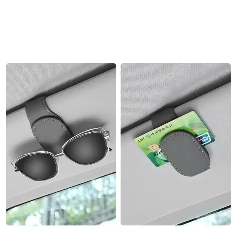 Habicare HBC Leather Car Sunglasses & Card Holder Clip Leather Car Sunglasses & Card Holder Clip