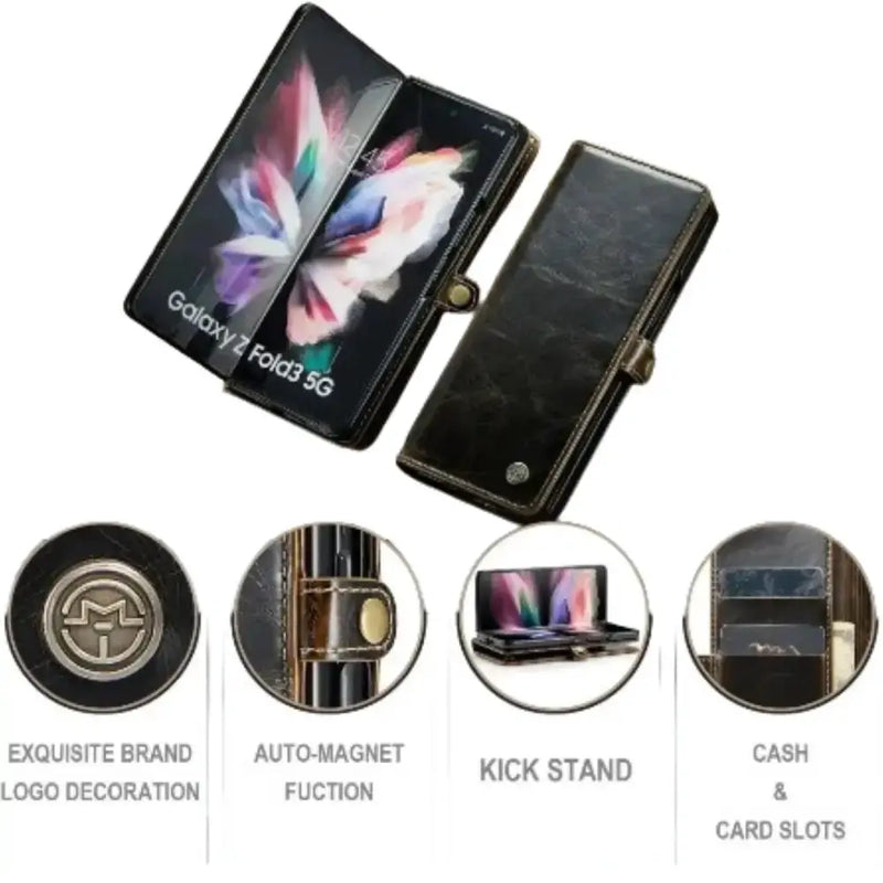 Habicare 9eight5 Leather Wallet Case for Samsung Galaxy Z Fold 6/5/4/3 Leather Wallet Case for Samsung Galaxy Z Fold 6/5/4/3