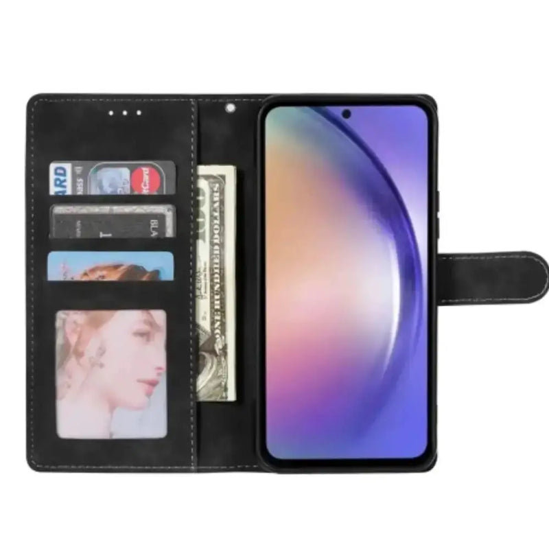 Leather Wallet Flip Case for Samsung Note & S Series (Black) – view 2