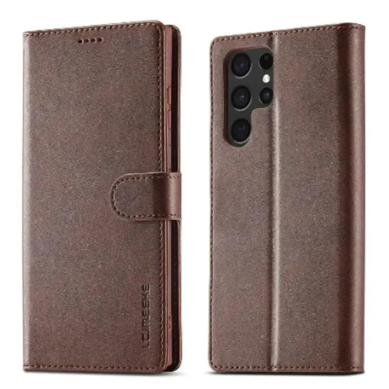 Leather Wallet Flip Case for Samsung Galaxy Series (Brown) – view 1