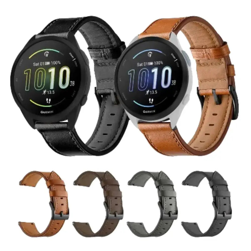 Leather Watch Strap for the Garmin Forerunner 55 (available in 12 colours) – view 2