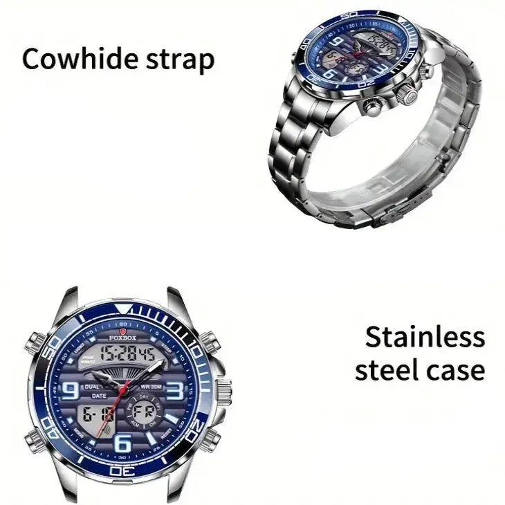 LIGE Men's Dual Display Watch – Stainless Steel Quartz (6 models available) – view 9