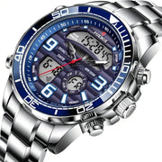 LIGE Men's Dual Display Watch – Stainless Steel Quartz (6 models available) – view 4